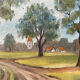 Painting oil on panel old countryside landscape gilded framing