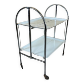 1960s 1970s Serving Cart Dinette Side Table Space Age Design Chrome White
