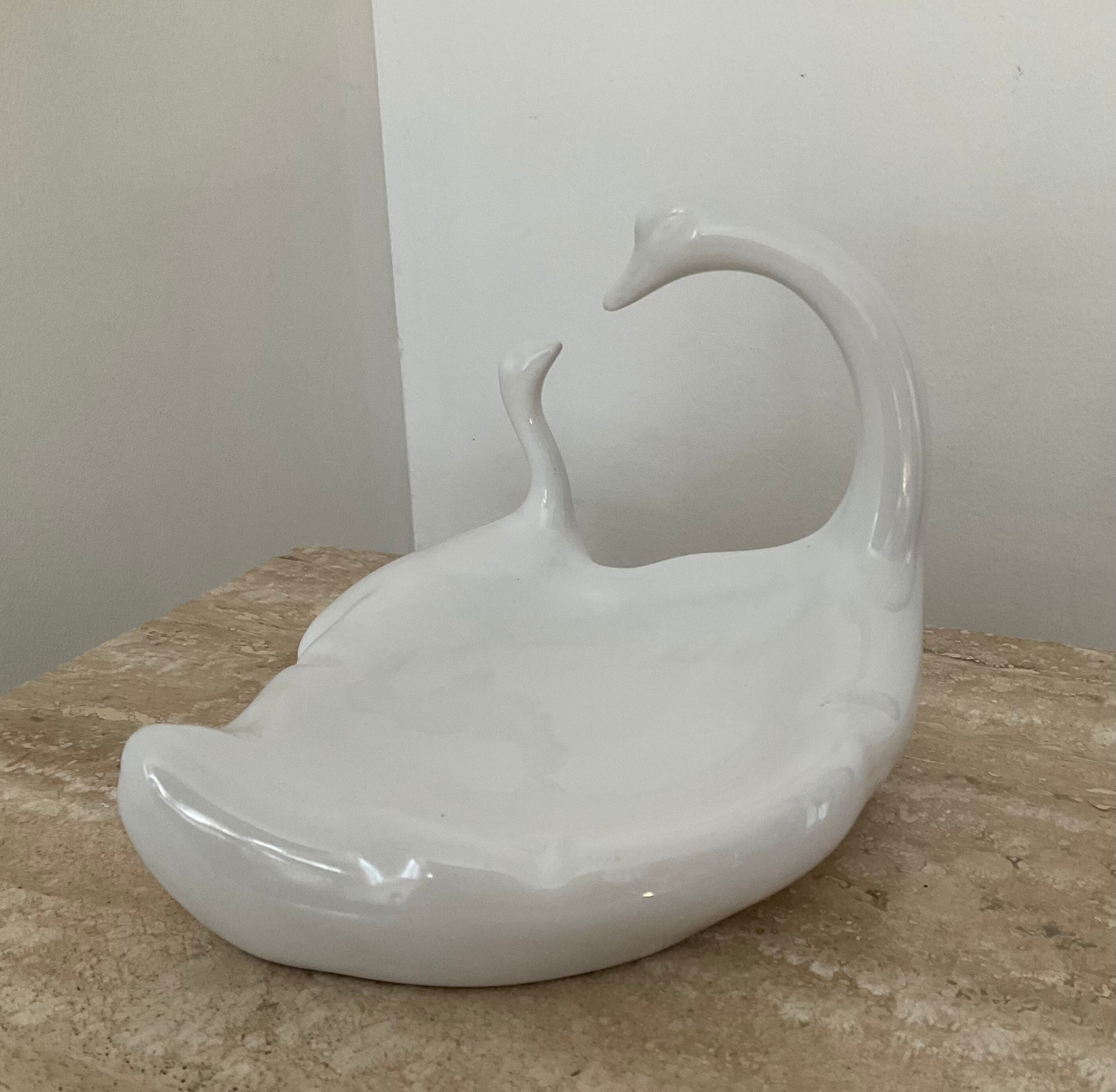 Empty pocket vintage ceramic swan 70s