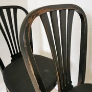 Set of 4 Vintage Black Wooden Dining Chairs: STOL Kamnik, 70s, Yugoslavia
