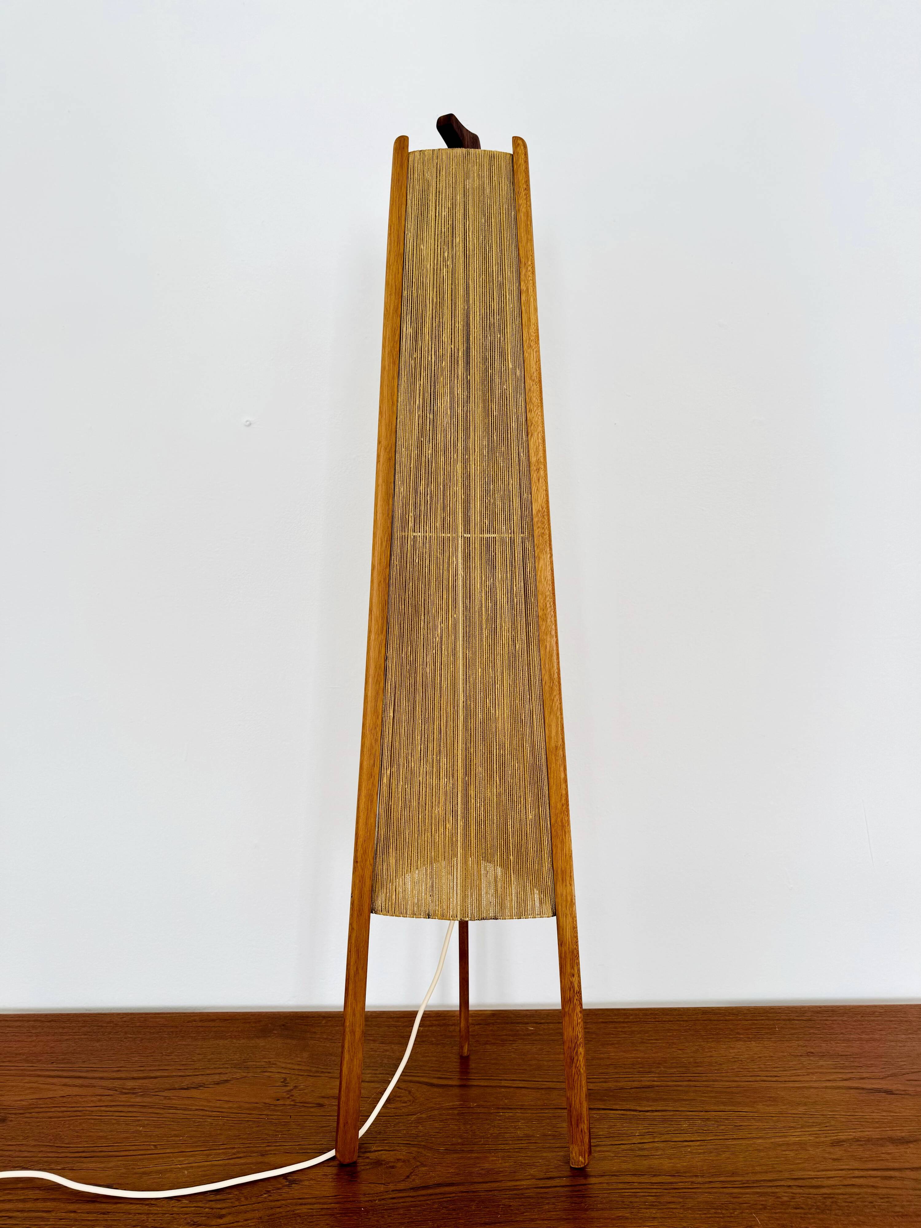 Sisal and Teak Floor Lamp by Temde