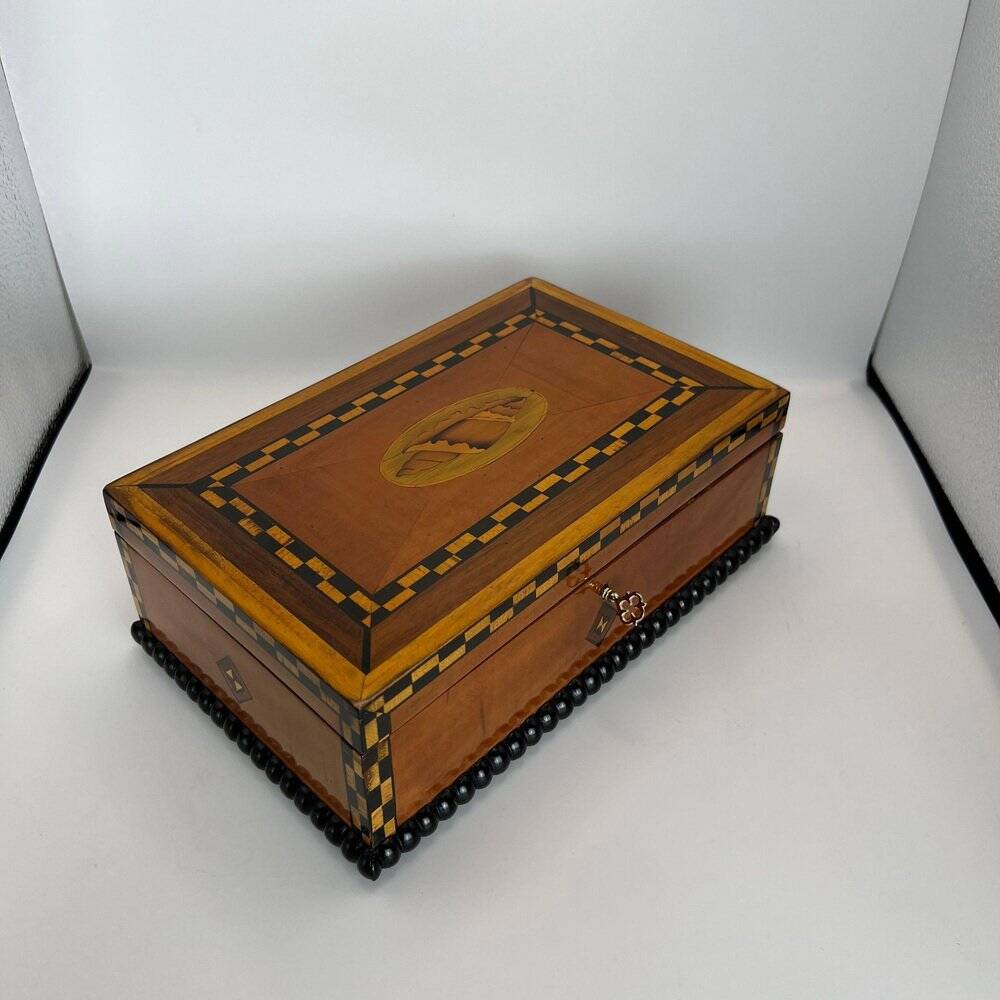 Antique Historicism Box with Birch Inlay, Germany, 1880