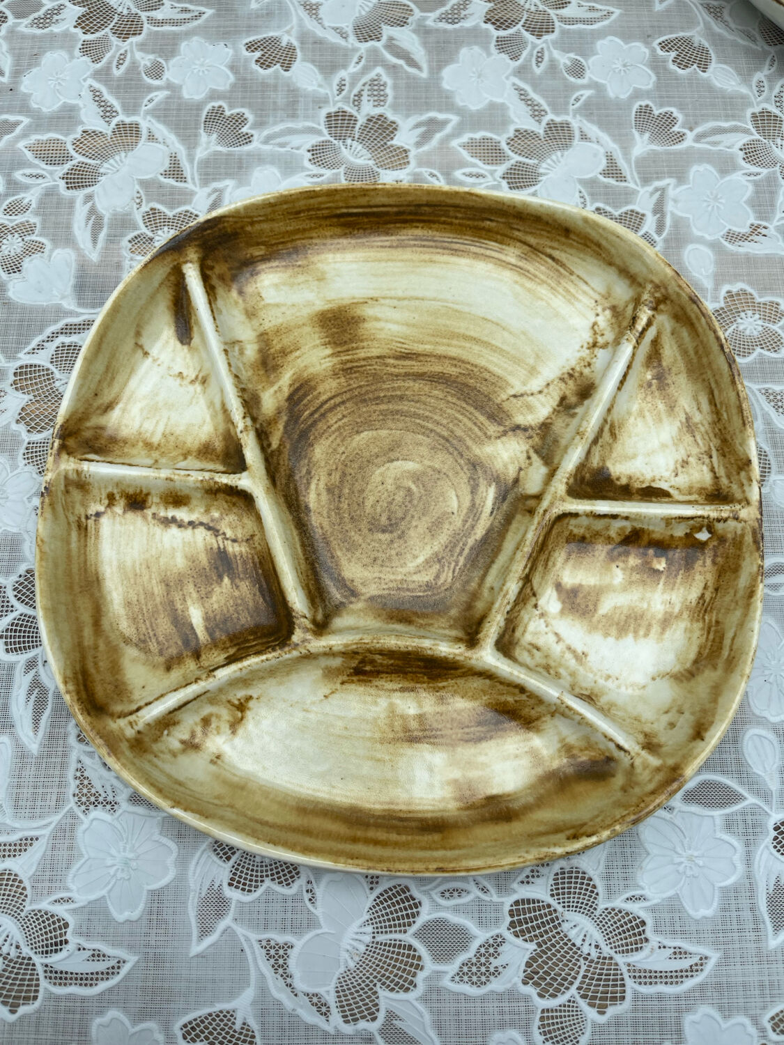 6 Longchamp Fondue Plates – 22 cm – Vintage Enameled Stoneware