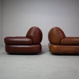 Sapporo leather armchairs by Mobil Girgi, Italy 1970's