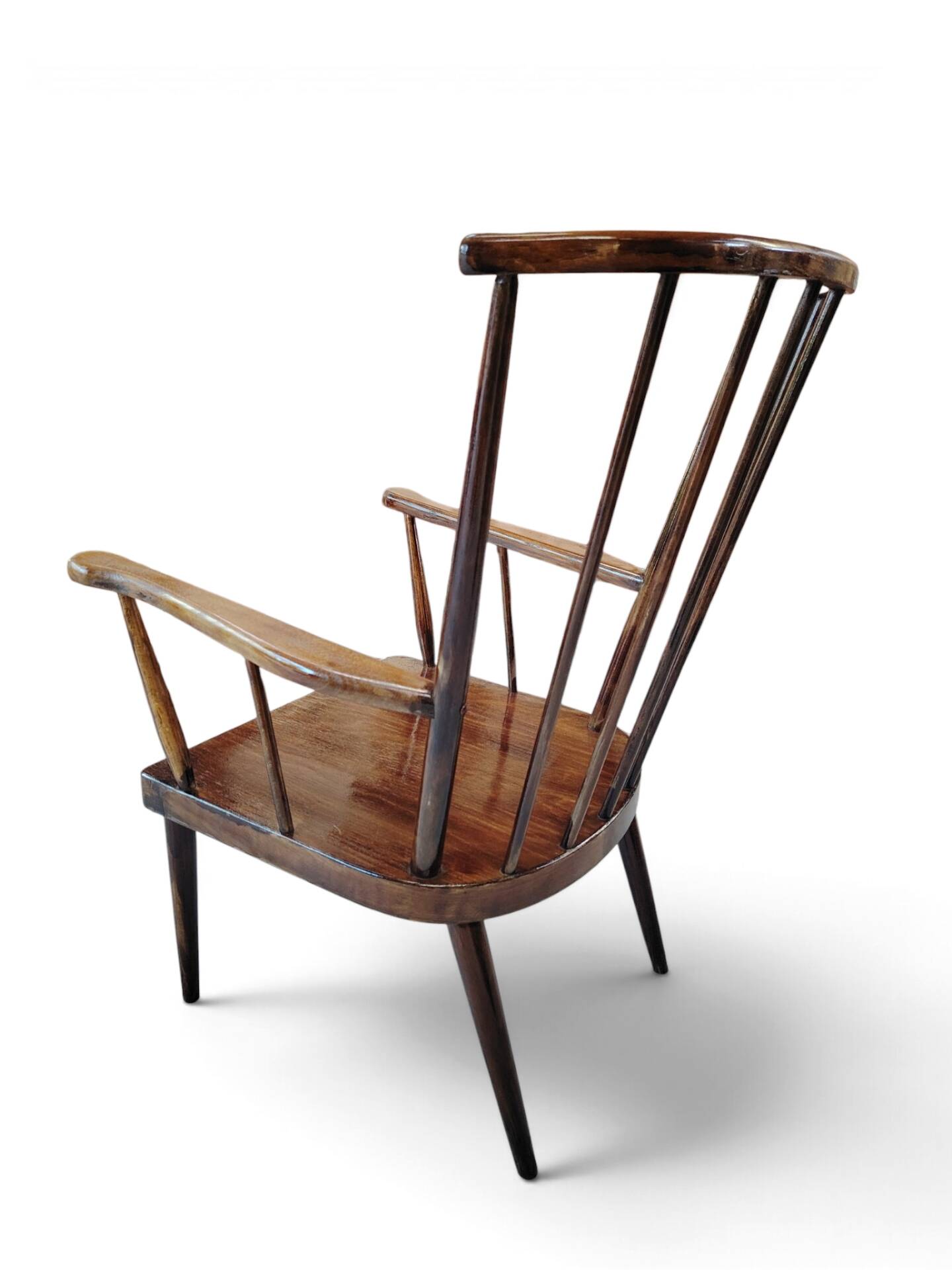 Fauteuil à haut dossier en éventail Baumann années 60