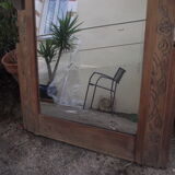 Mirror bevelled art deco raw oak 68x90cm