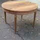 Round extendable dining table Louis XVI stripped in walnut 1960 190cm