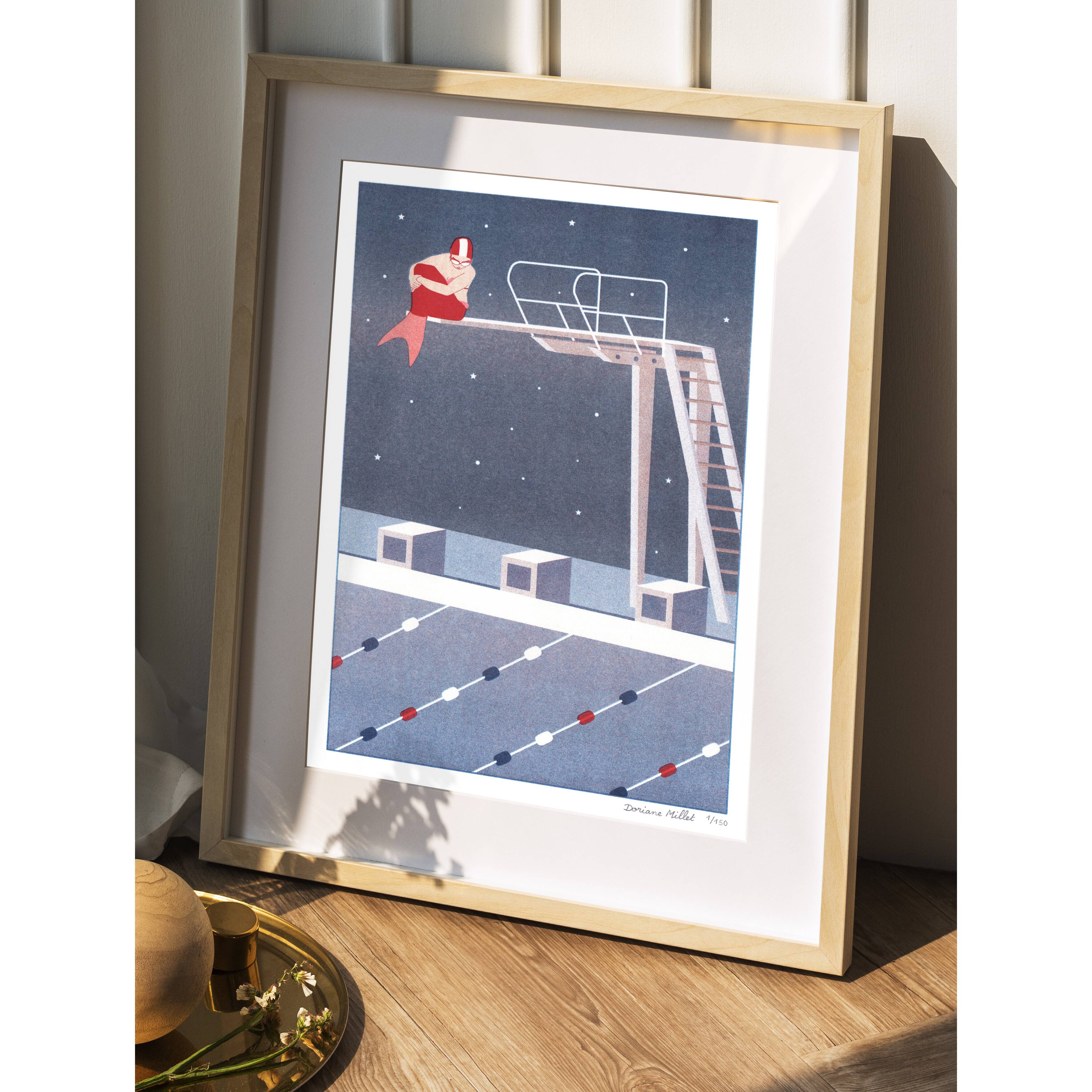 The Little Mermaid, A4 Risograph, Starry Blue Version, Limited Edition