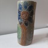 Jean Claude Monange stoneware scroll vase