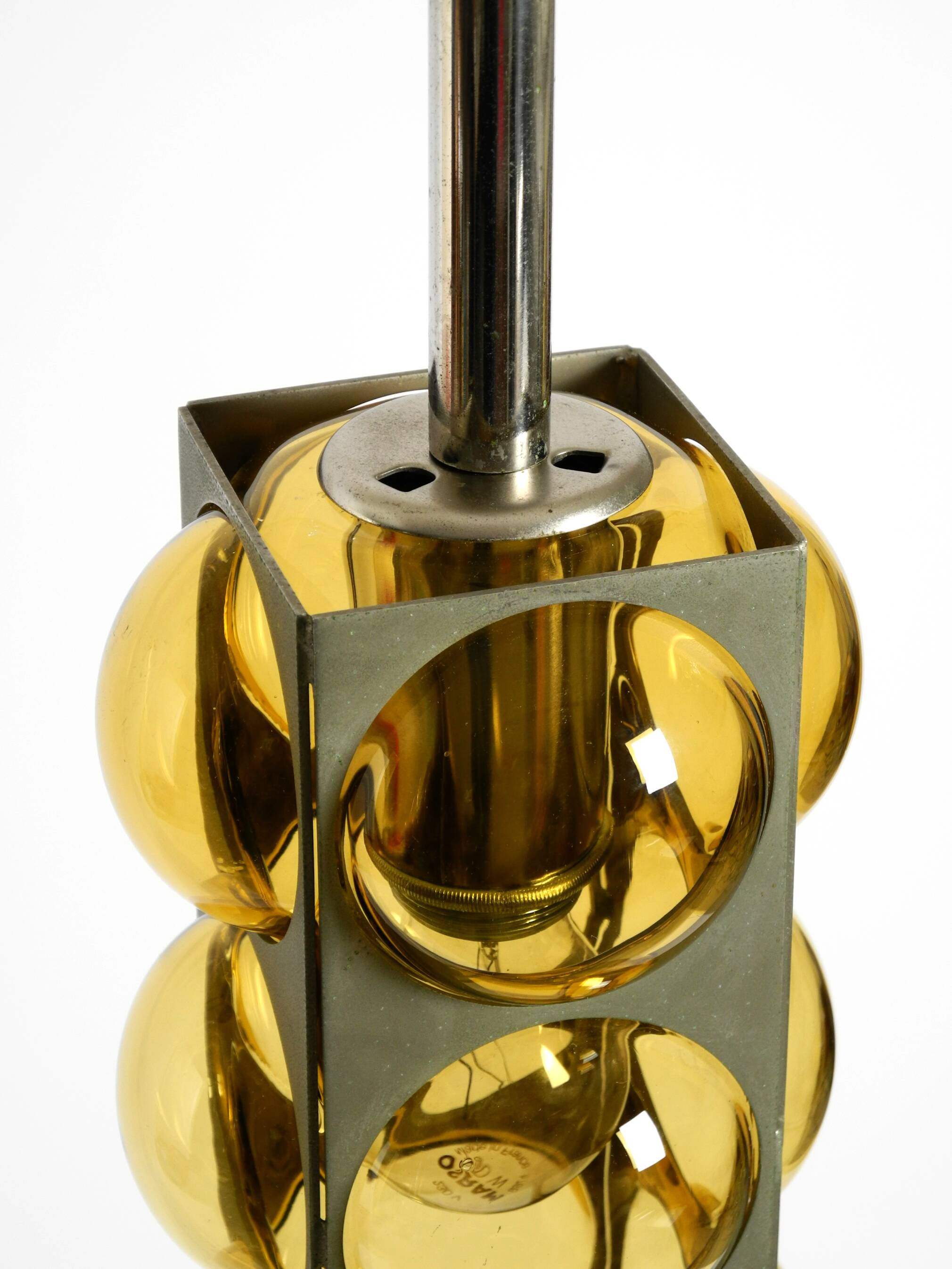 1960s Space Age pendant lamp by Temde made of glass and nickel-plated metal