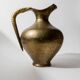 Vintage brass vase from the 1940s, hand-hammered metal, amphora shape, Italian design from the 1940s.