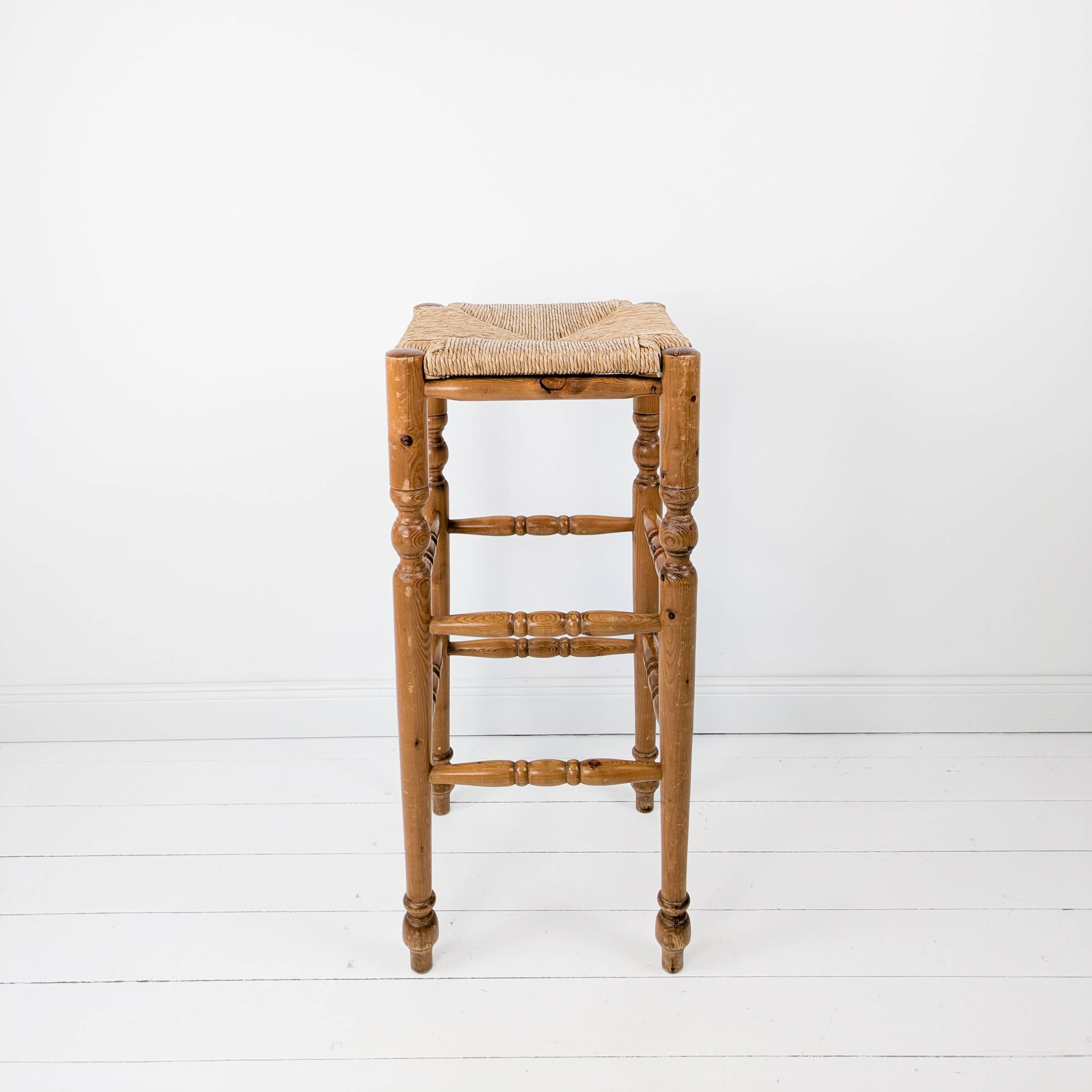 Tabouret de bar Mid Century Tabouret rustique Vintage Jonc tressé Jonc Tabo