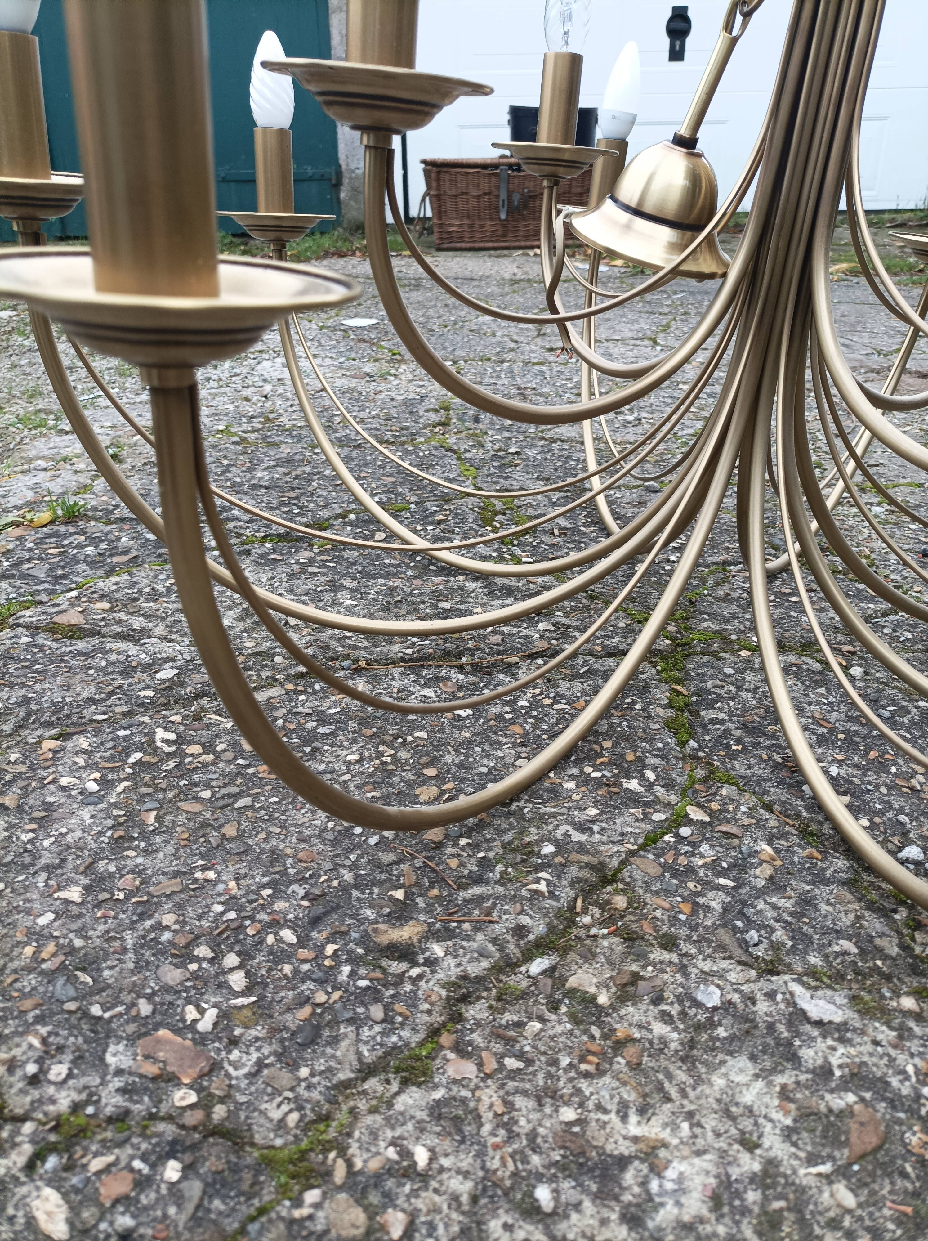 Old chandelier 12 lamps vintage brass lights