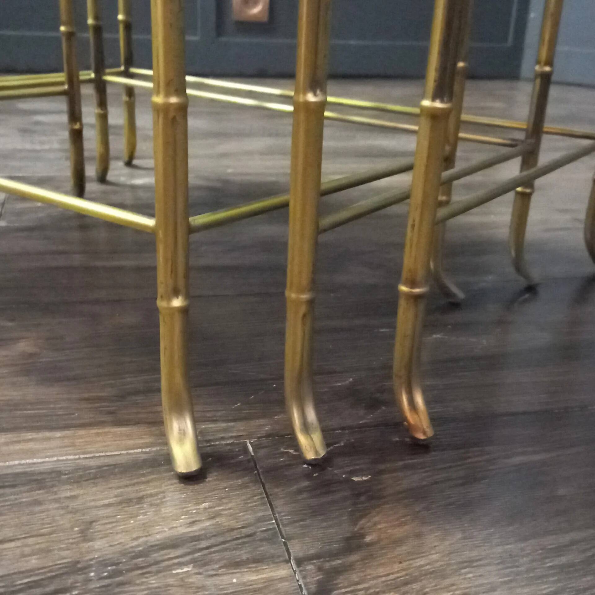 Vintage Maison Baguès faux bamboo nesting tables set