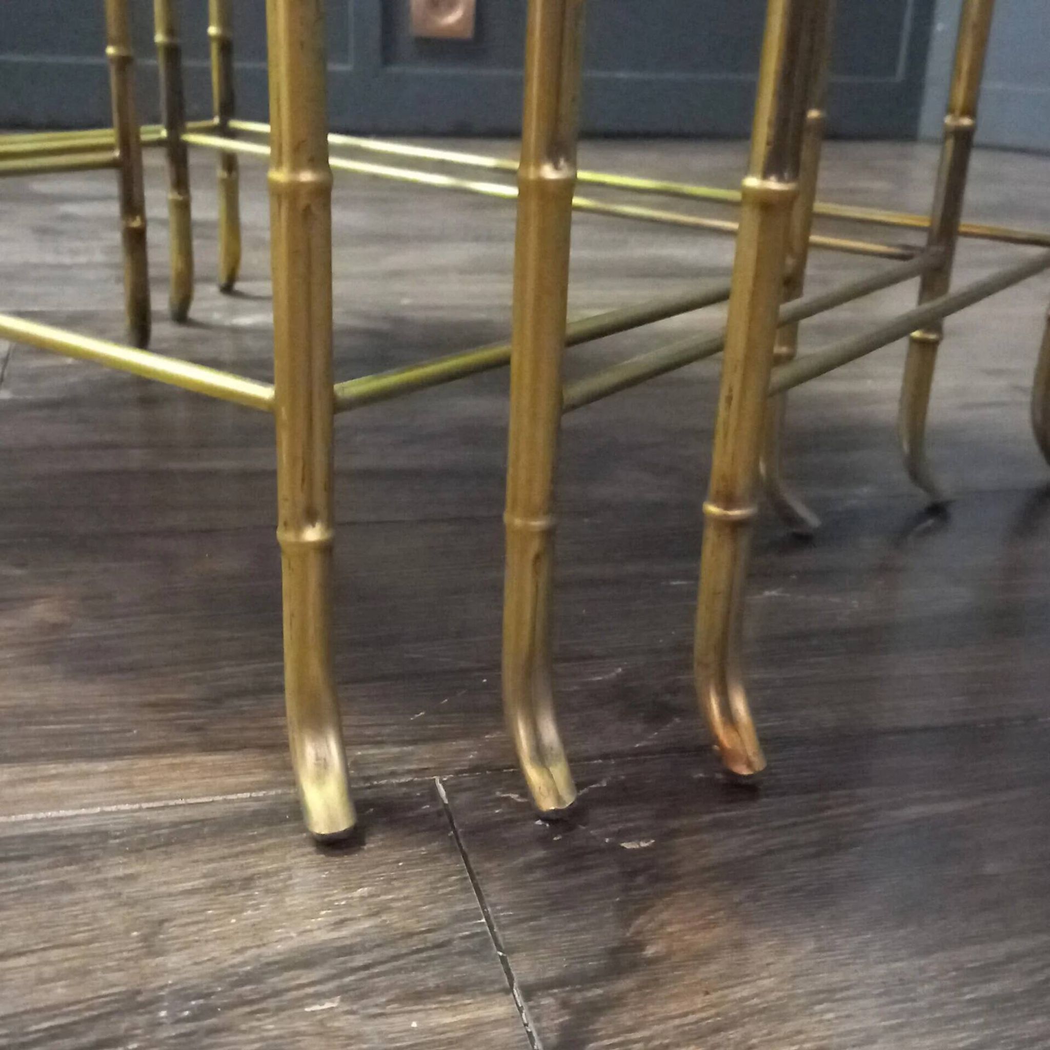 Vintage Maison Baguès faux bamboo nesting tables set