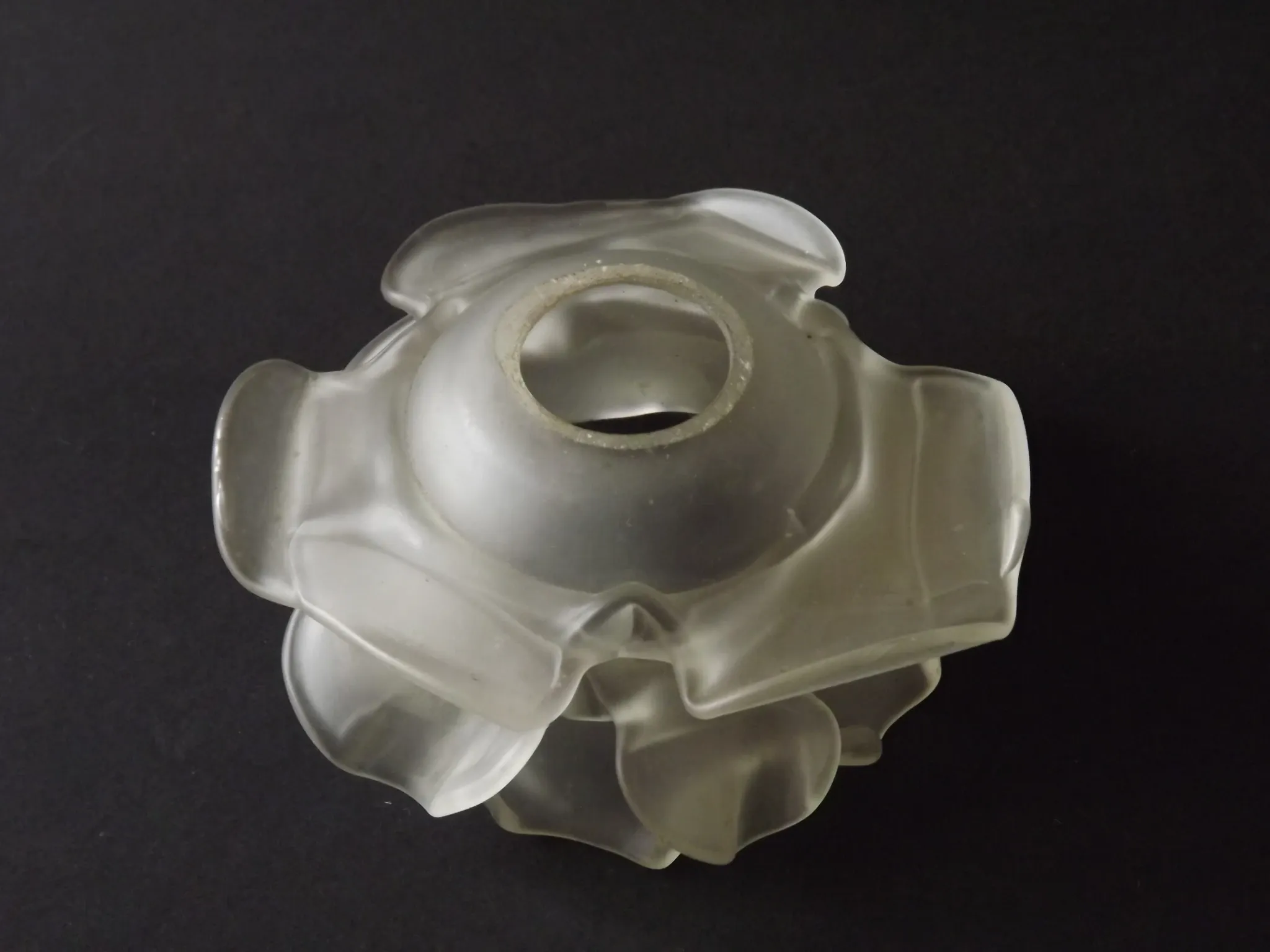 Vintage French Art Deco Frosted Satin Glass Rose Petal Flower Lamp Shade