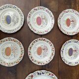6 assiettes et 1 plat Gien XXe siècle