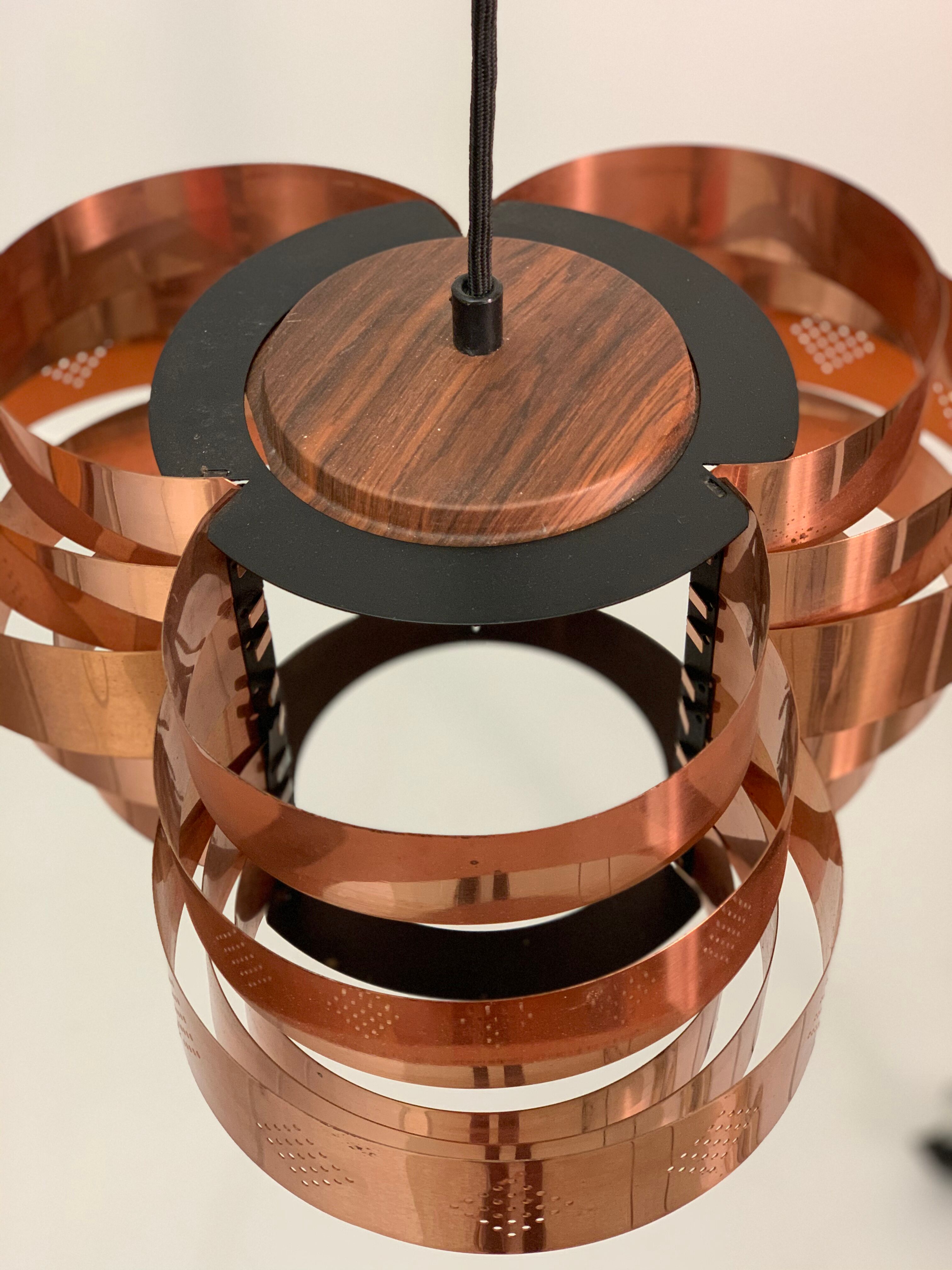 Copper Ceiling Lamp by Verner Schou für Coronell, 1967