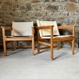 Pair of fabric and pine armchairs by Ikea 1990