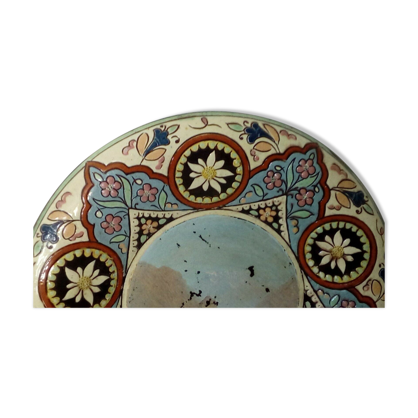 Assiette thoune faience suisse emaux  decor paysage debut 20 eme