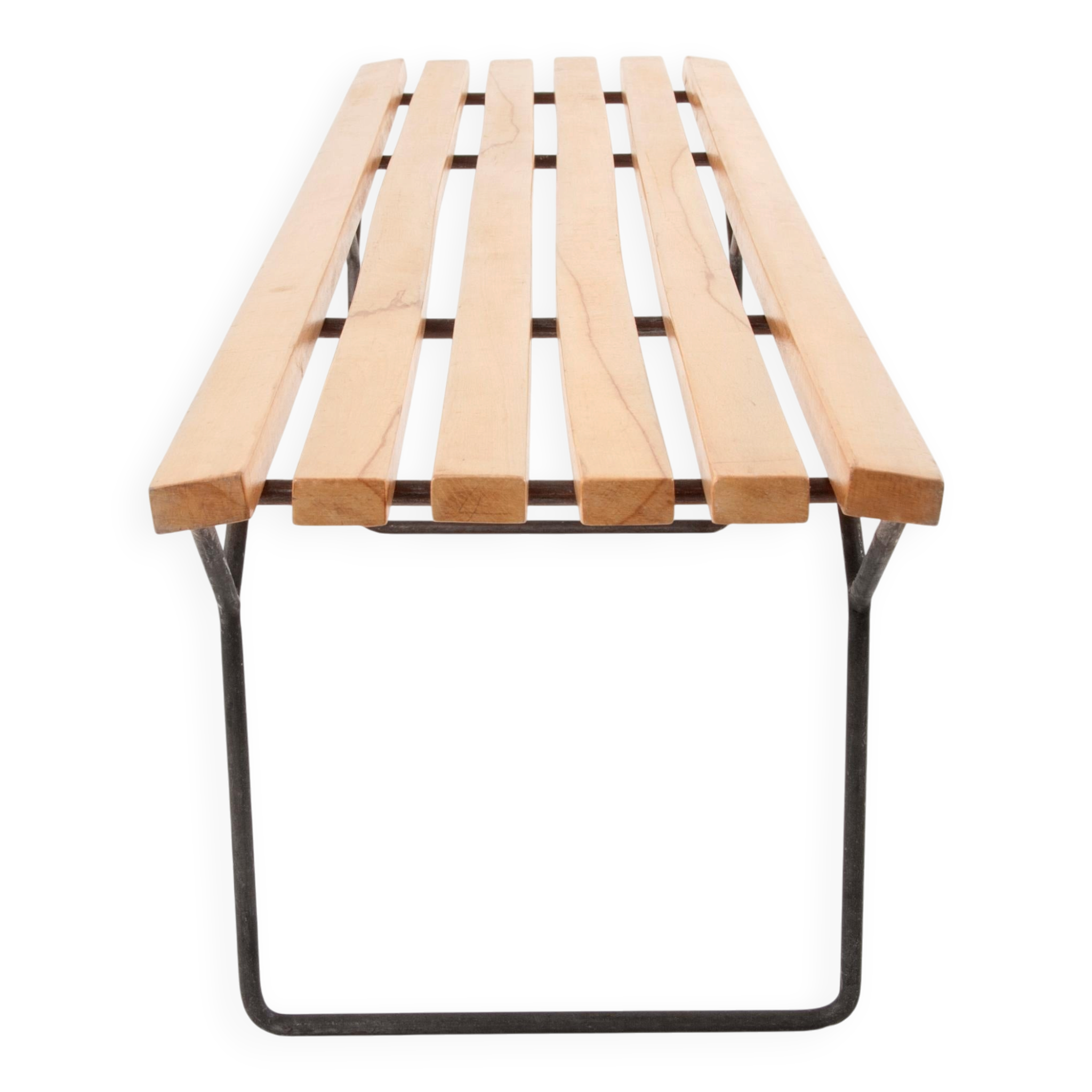 Mid-century slatted bench by Harry Bertoia for Knoll International, USA, 1960s.
