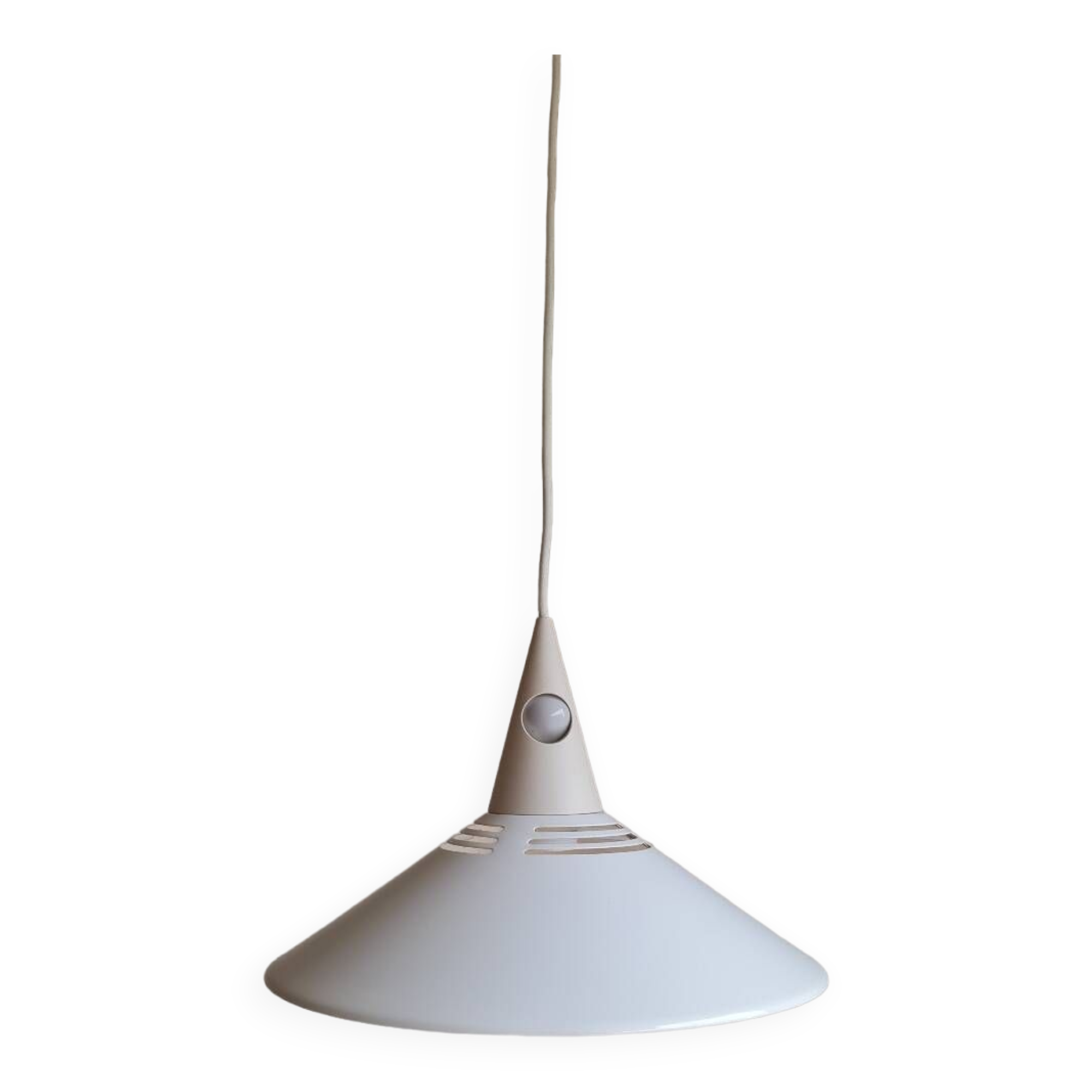 Lacquered metal pendant light from the 80s