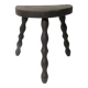 vintage half-moon solid wood turned beaded tripod stool