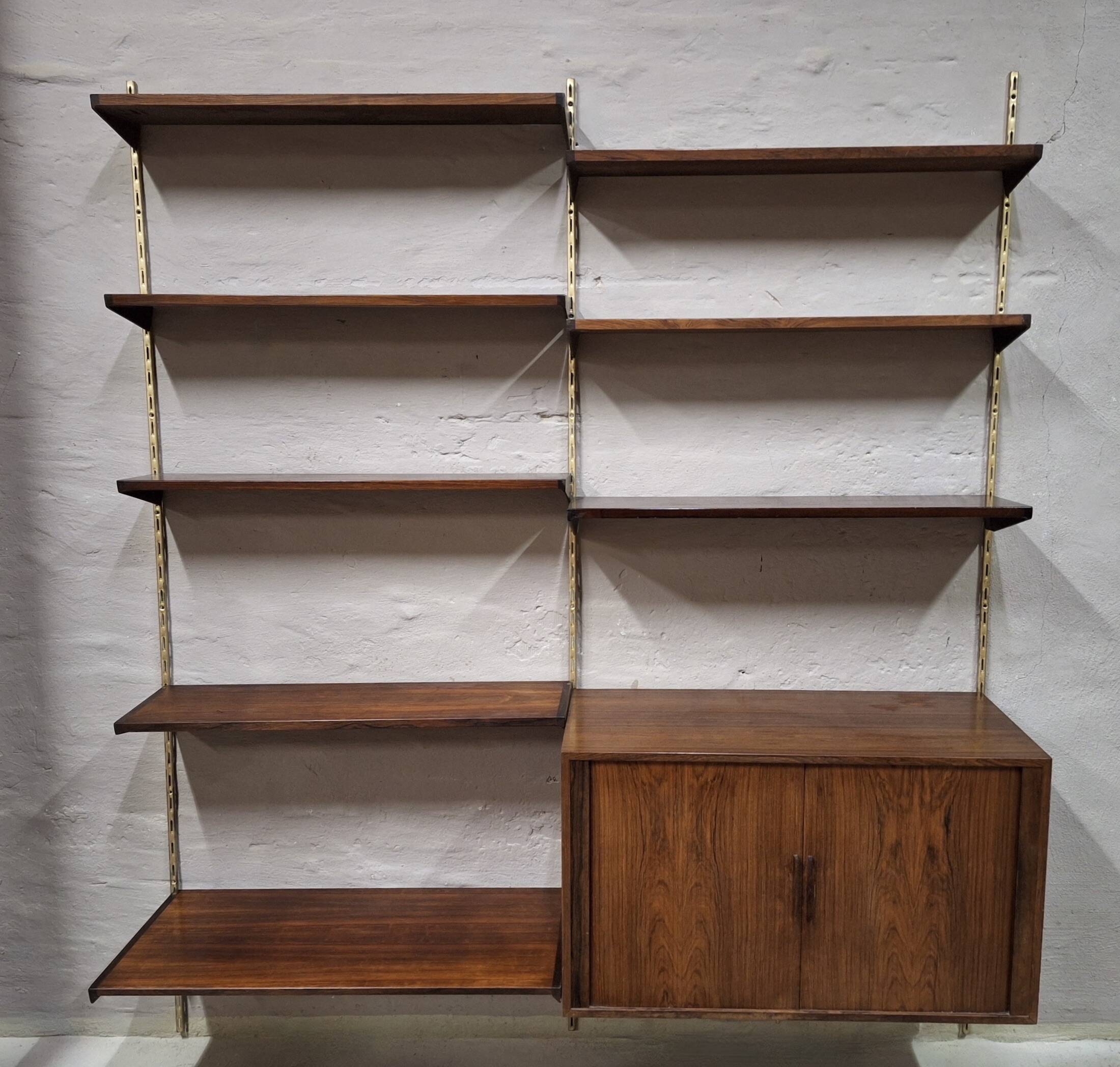 Modular shelving system in rosewood by Kai Kristiansen, Denmark, 1960s.