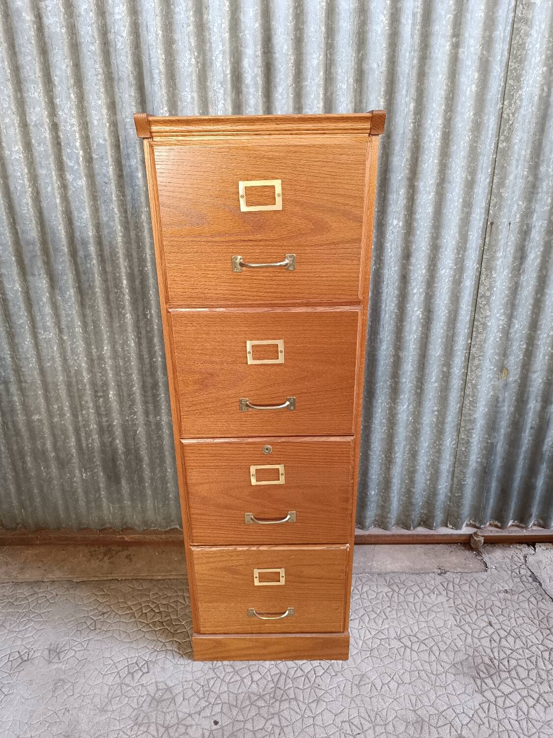 Wooden filing cabinet with 4 drawers