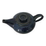 Blue glazed stoneware ceramic teapot Signed Pictogram Signature to identify