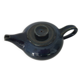 Blue glazed stoneware ceramic teapot Signed Pictogram Signature to identify