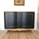 Superb Art Deco sideboard in matte black and raw wood