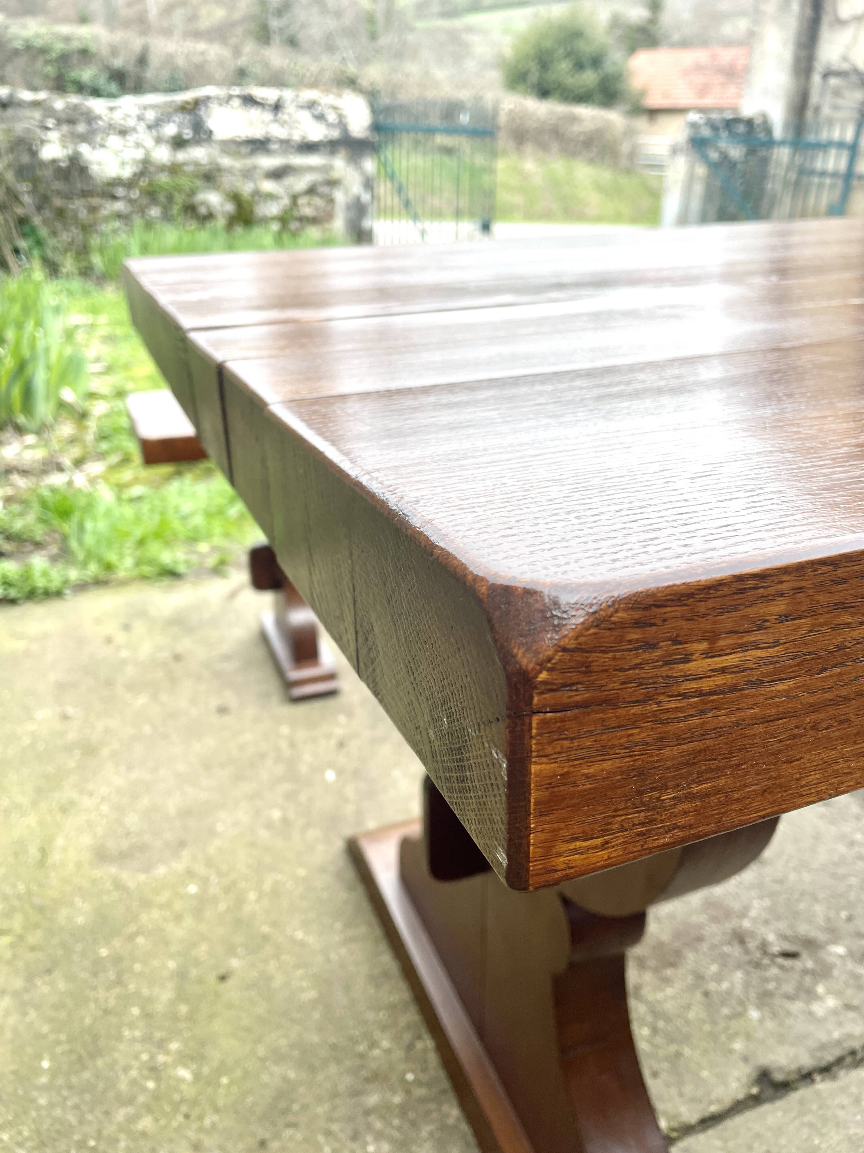 Monastery table and its two solid oak benches from 1950.
