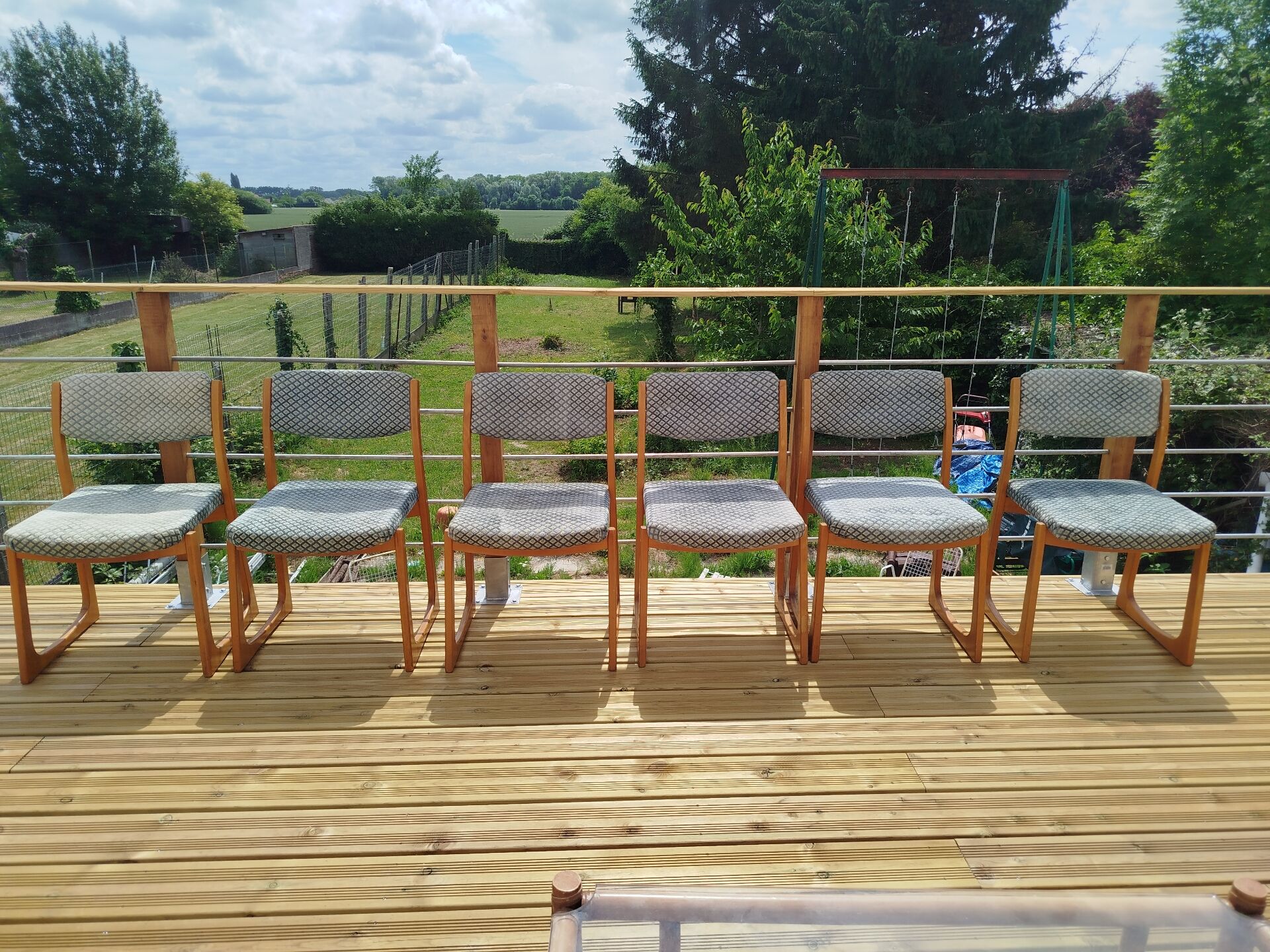 Ensemble de 6 chaises traineau, années 70