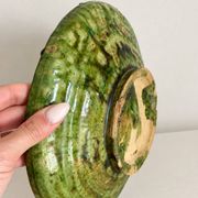 Coupe, vide-poche Tamegroute ancienne en céramique vernissée verte