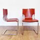 Pair of chairs in leather and chrome tube