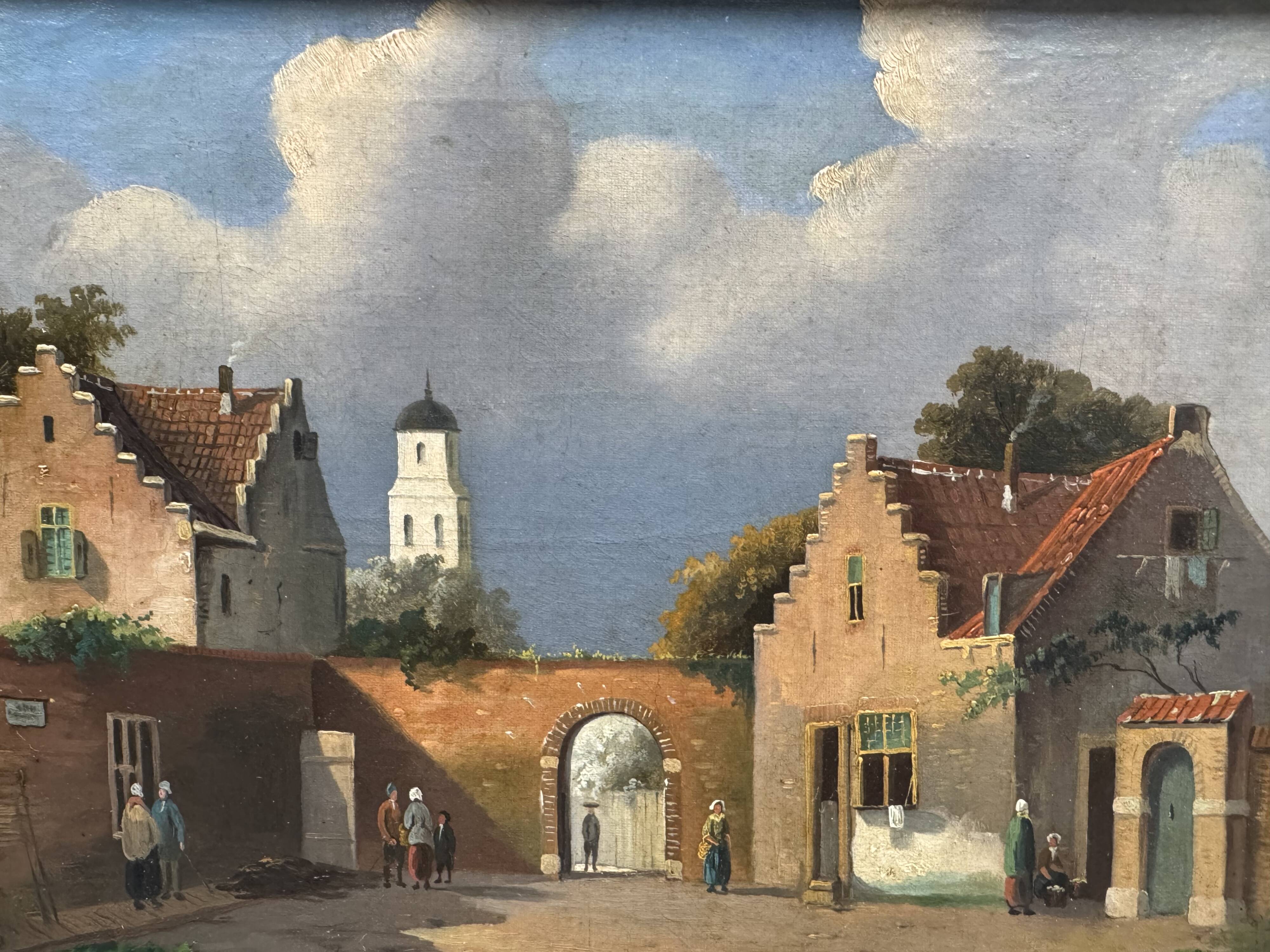 Lively Dutch or Flemish village square