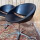 Set of 4 swivel shell chairs – 1980s – Karisma – Leather & Chrome metal