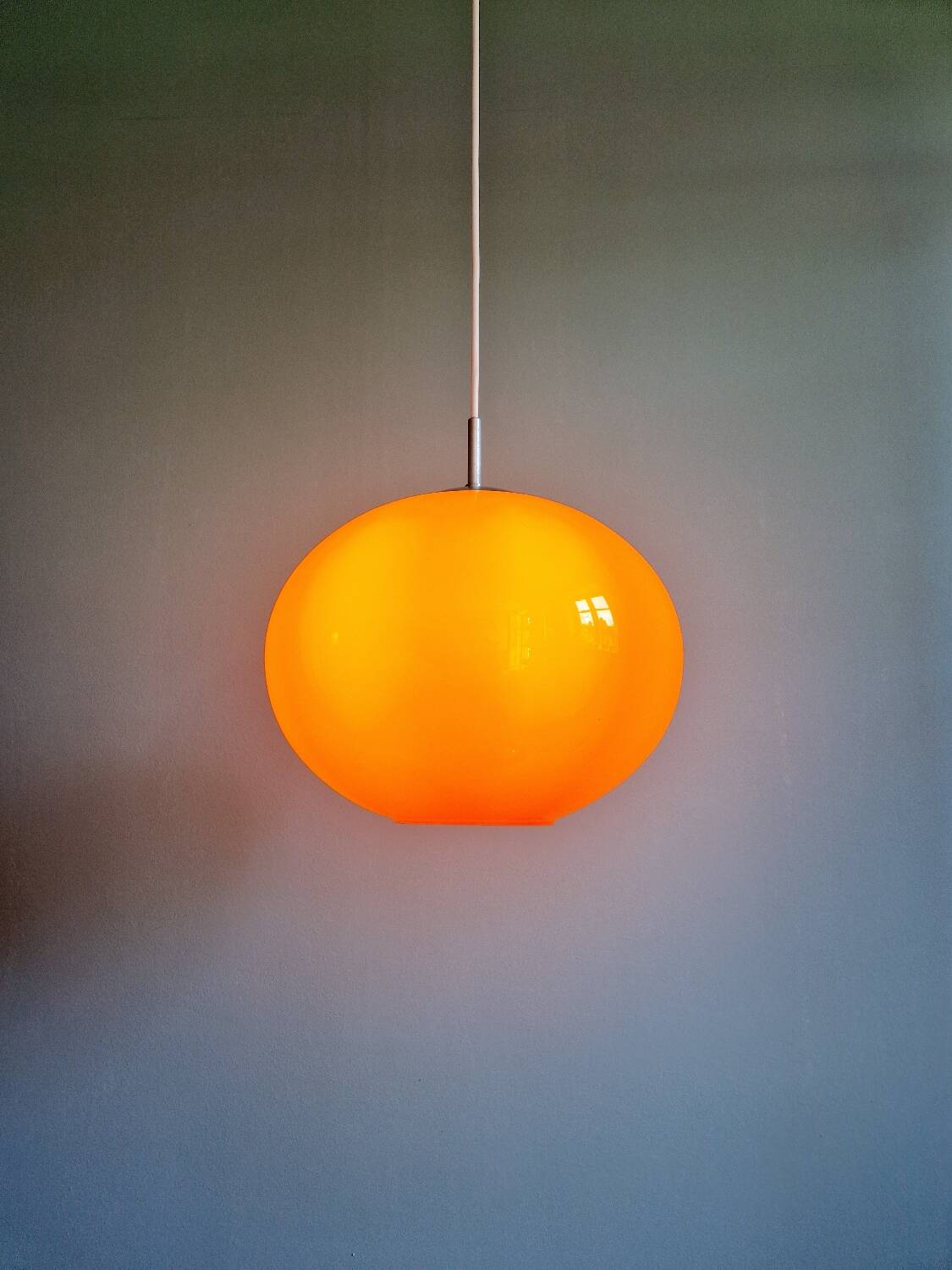 Large Space Age pendant light in orange opaline, 1960s-70s