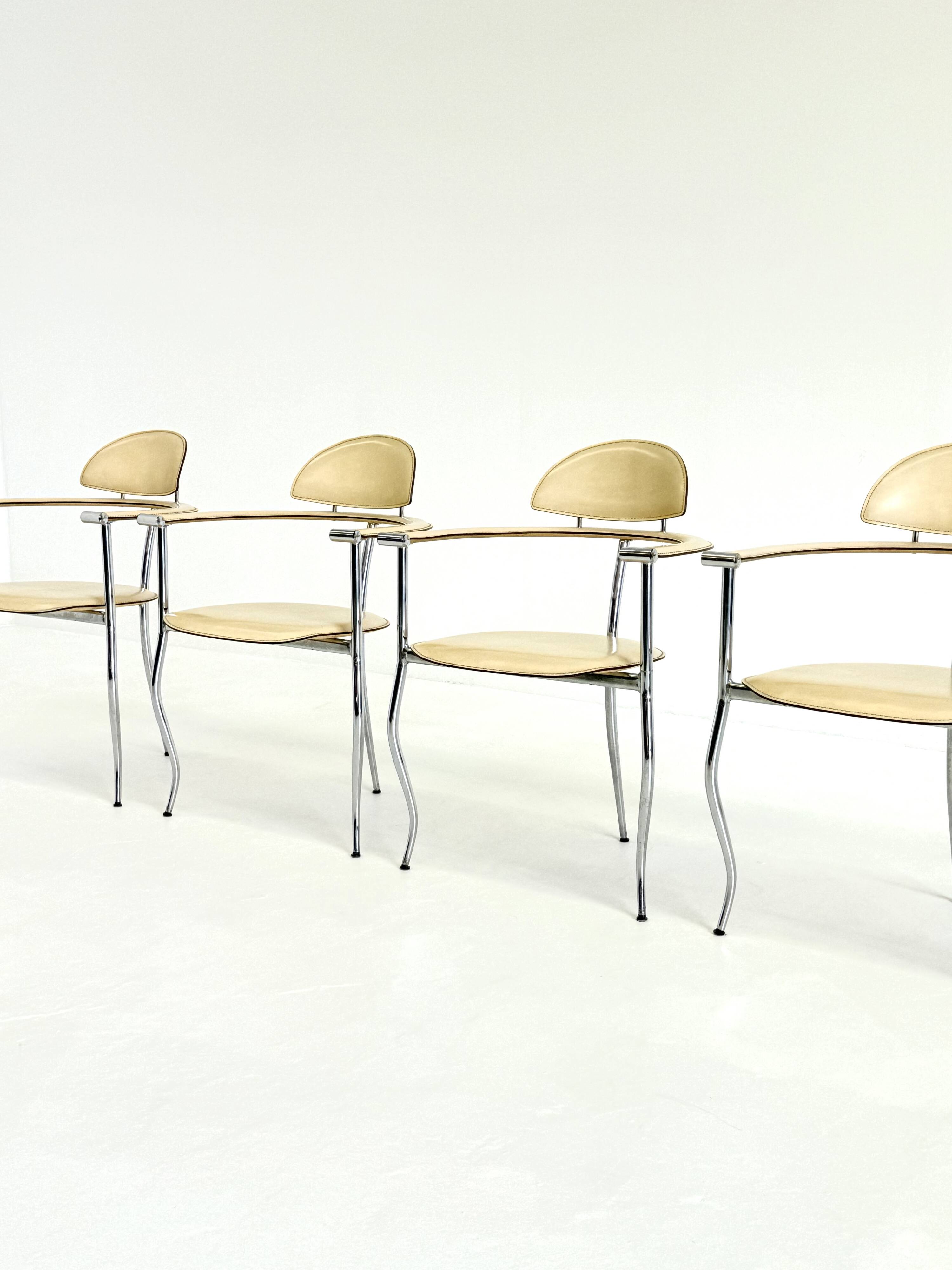 Set of yellow Marilyn Stiletto dining chairs Arrben Italy