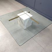 Travertine and brass coffee table by Artedi, 1980s