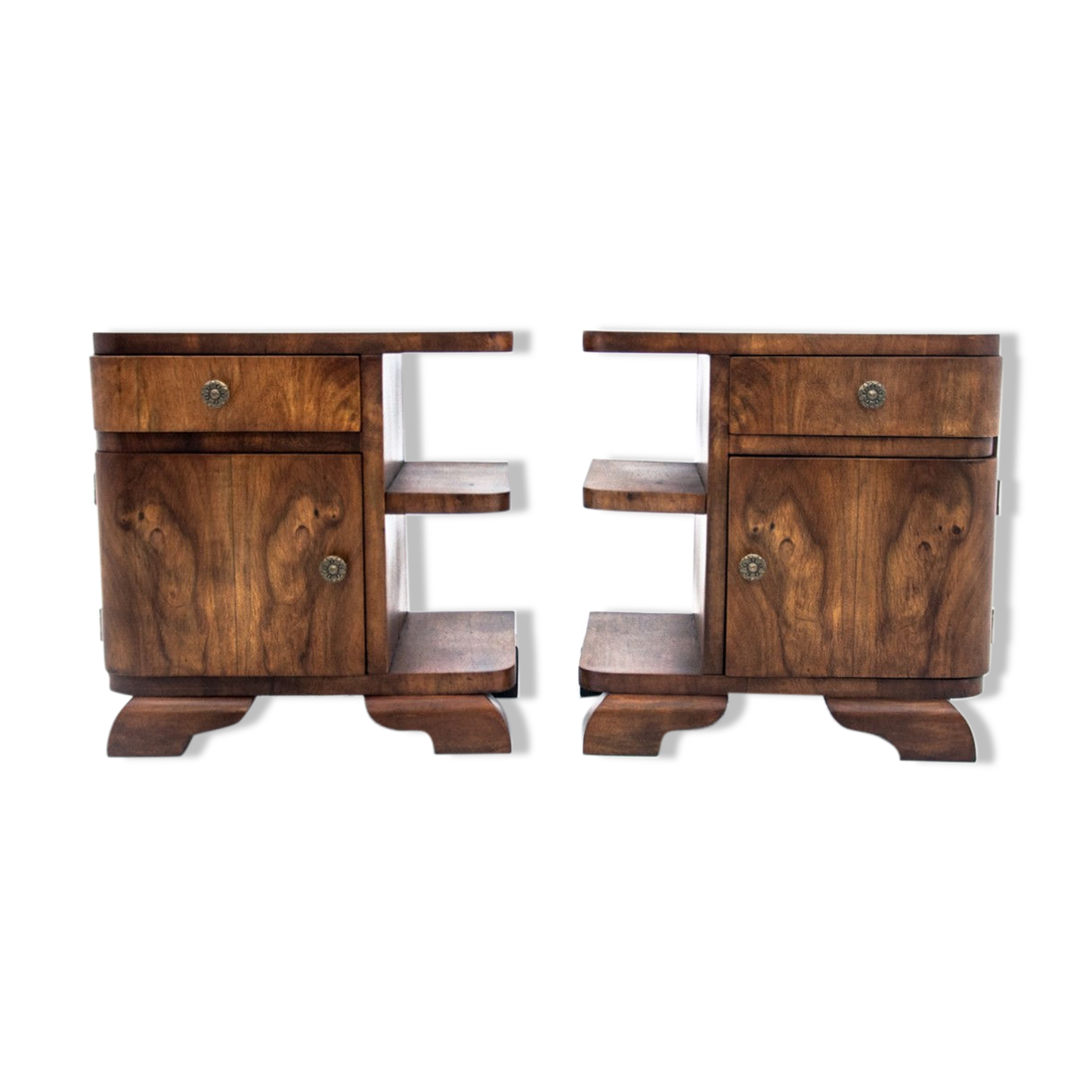 Art deco bedside tables, poland, 1950s