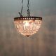 Antique crystal ceiling chandelier, Empire style, patinated gilt metal – pendant light