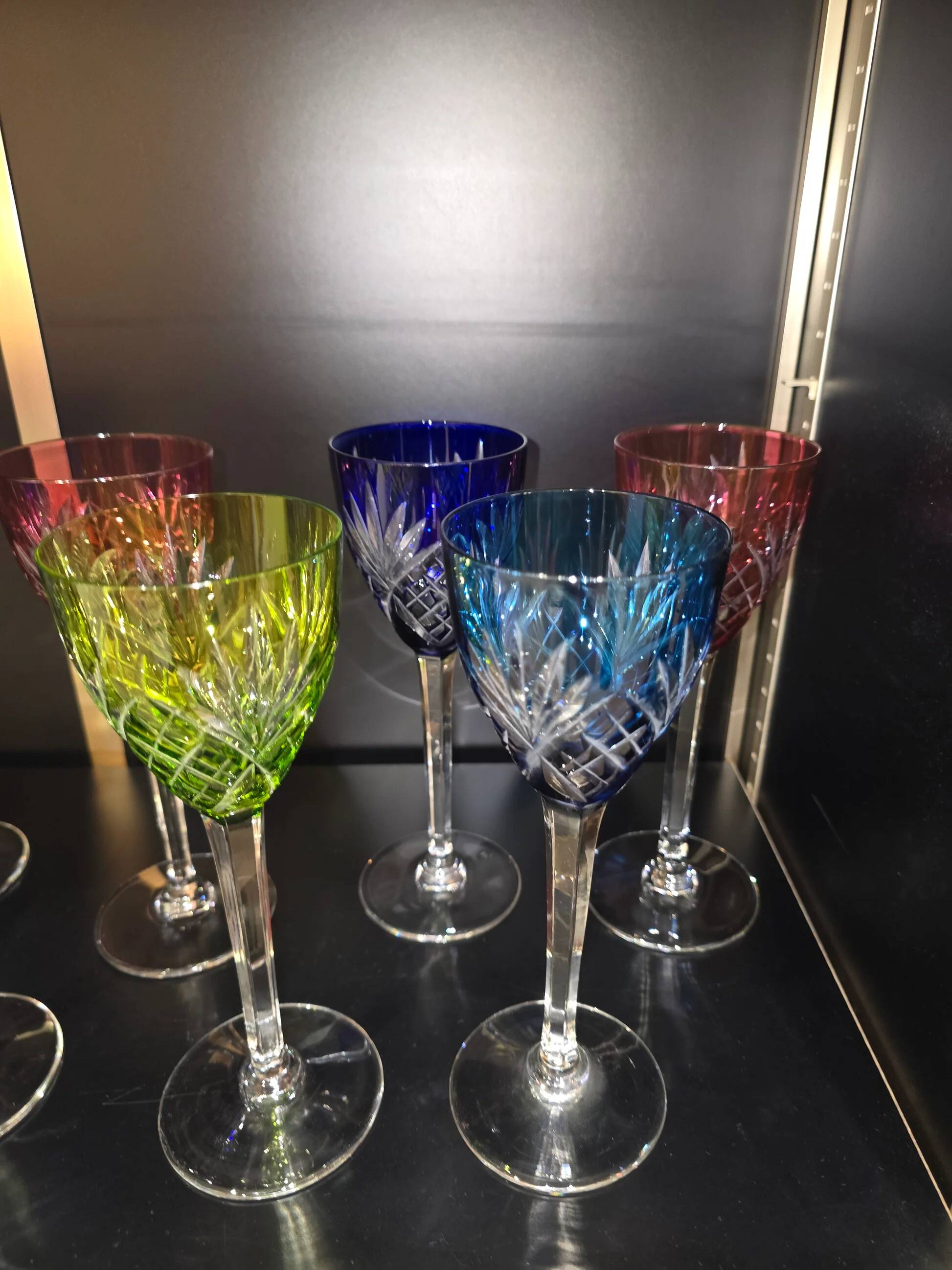 12 coloured cups / glasses Saint-Louis model Chantilly