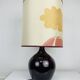 Purple ceramic ball lamp 55 cm from the 60s, silk lampshade