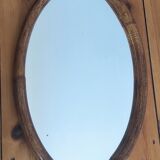 Vintage oval rattan mirror