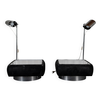 Lot de 2 tables d'appoint avec lampe intégrée