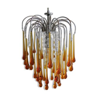 Suspension chrome drops amber Murano