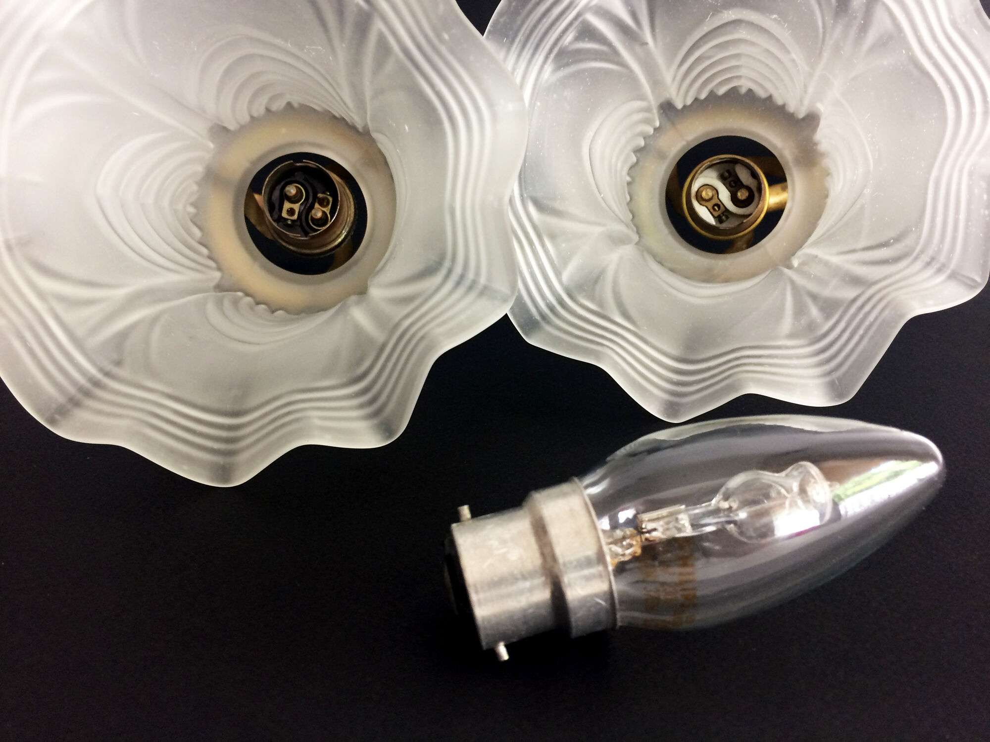 Pair of brass swan collar wall sconces, porcelain fastening. Vintage