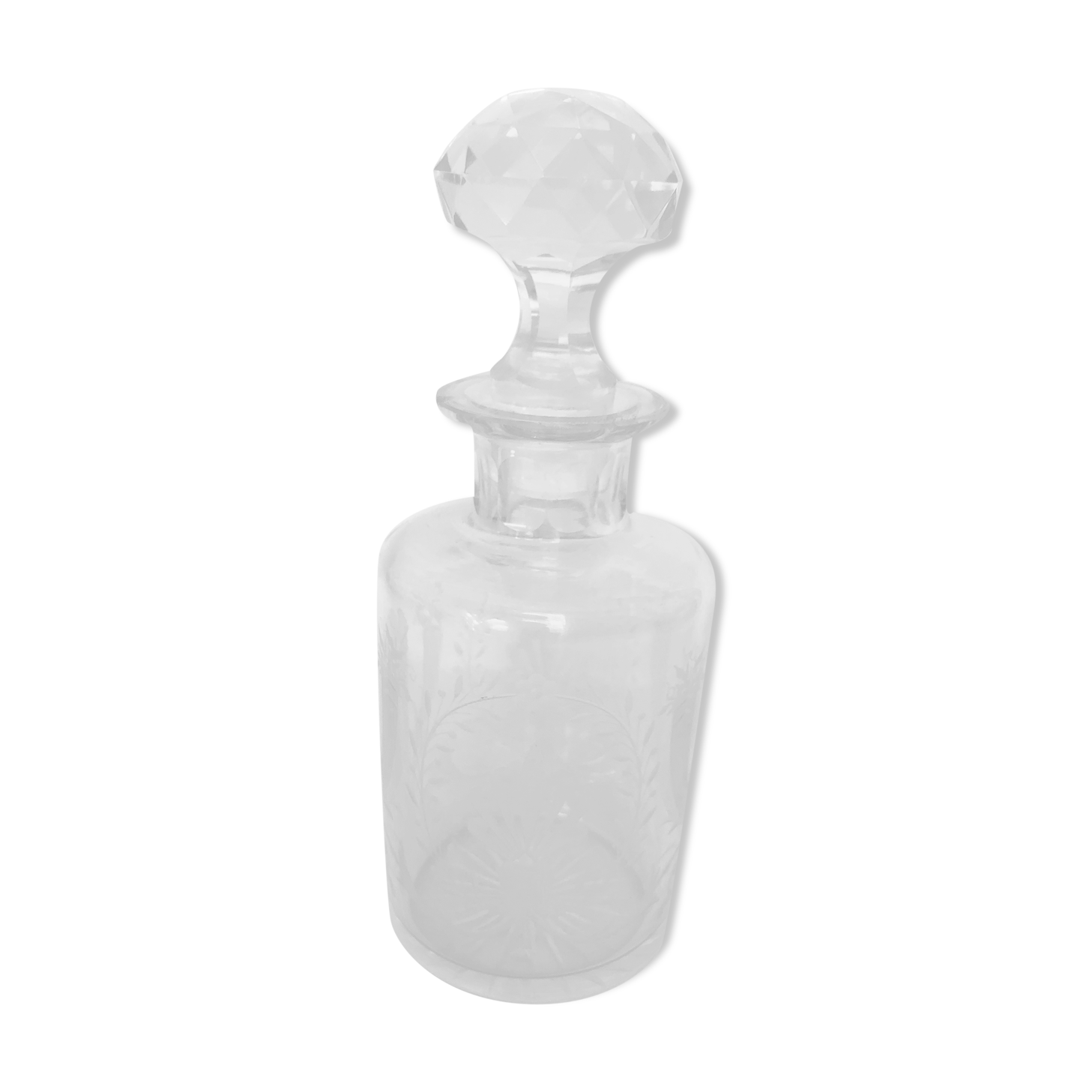 Old engraved crystal bottle